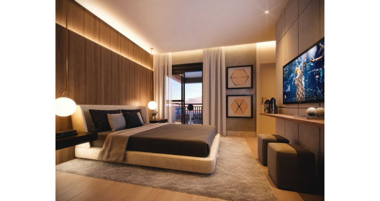 Suíte master com closet e terraço