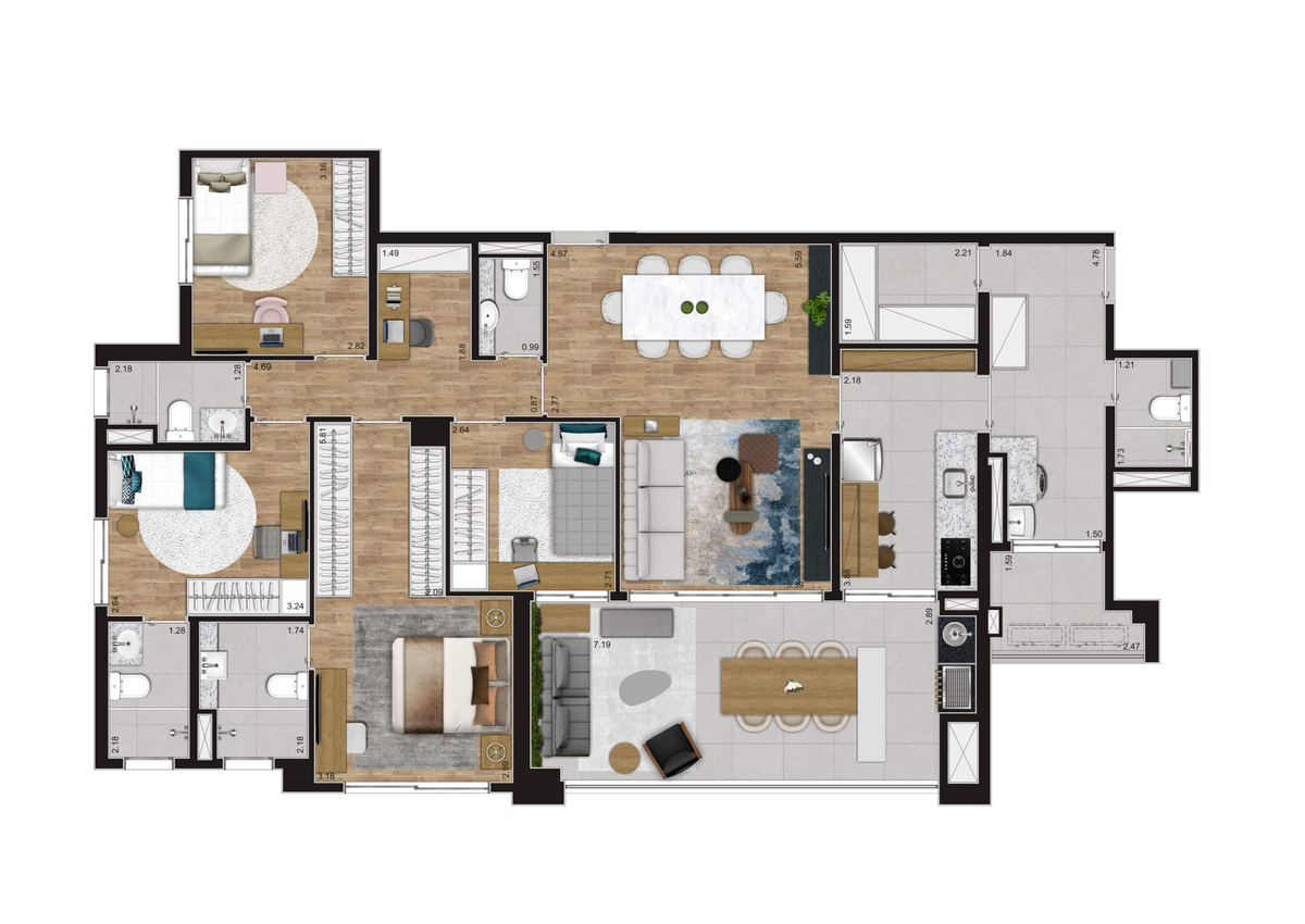 152m² l 4 dorms (2 suítes)
