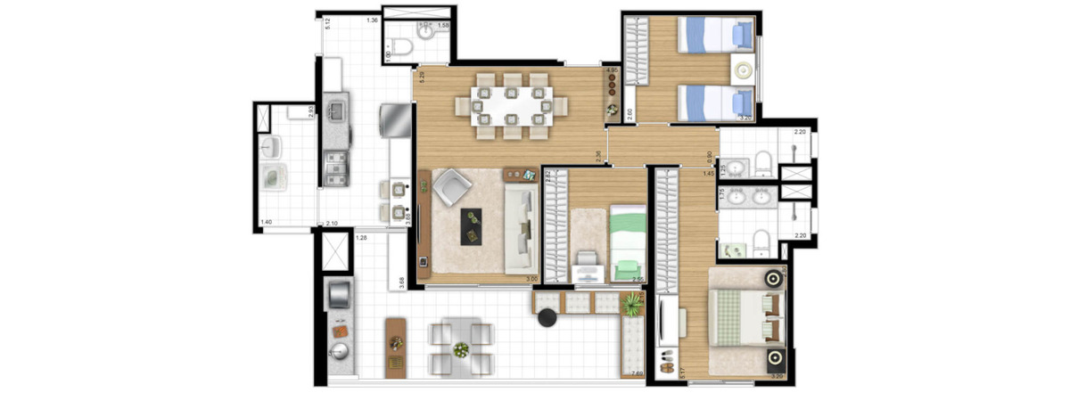 106m² | 3 Dorms. (1 Suíte)