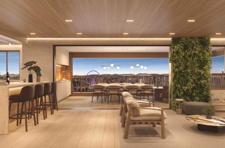 Living do apartamento de 192 m²