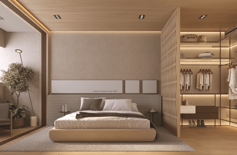 Suíte master do apartamento de 192 m²