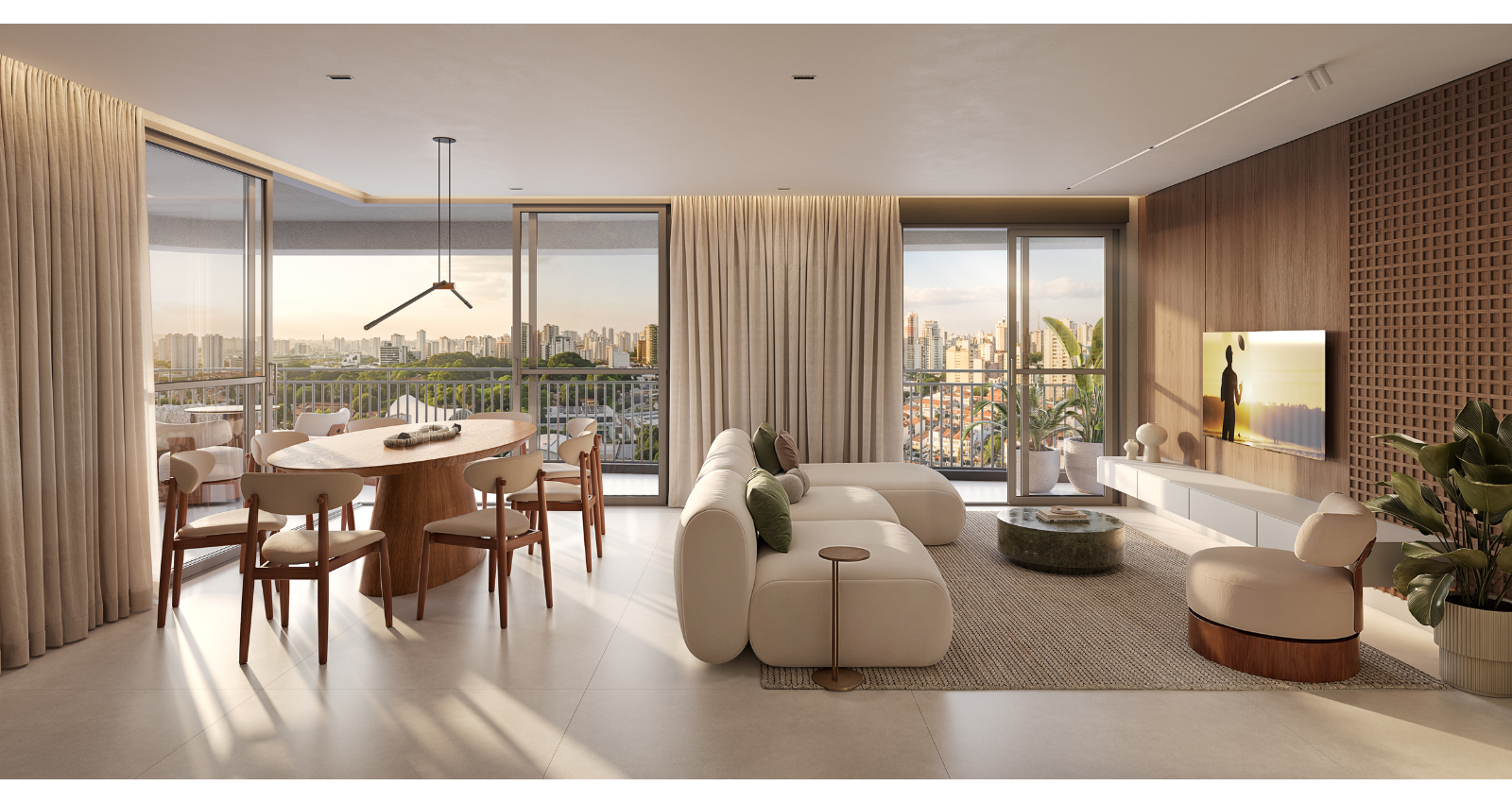 Living do apto de 179 m²