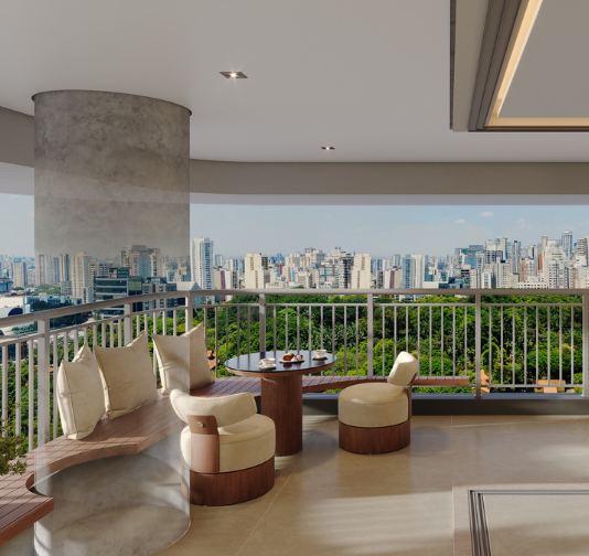 Varanda gourmet do apto de 179 m²