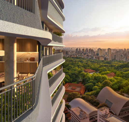 Detalhe da varanda do apto de 216 m²