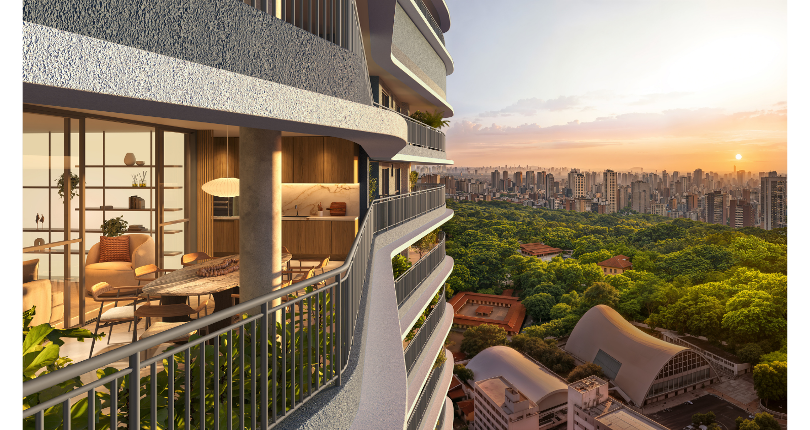 Detalhe da varanda do apto de 216 m²